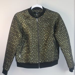 Womens Gold/Black Bomber